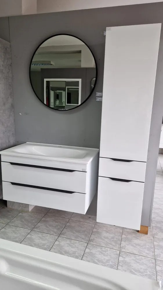 TMP IRON fürdőszobai tükör - FEKETE keret - kerek - 80 cm