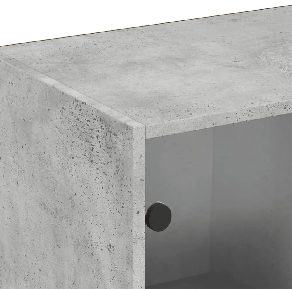betonszürke szerelt fa könyvespolc ajtókkal 204x37x75 cm