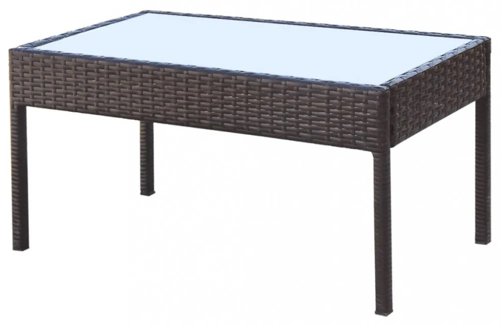 4-részes barna polyrattan kerti bútorszett párnákkal