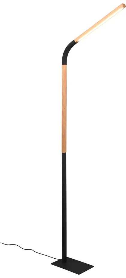 Fekete-natúr színű LED állólámpa fa búrával (magasság 169,5 cm) Norris – Trio
