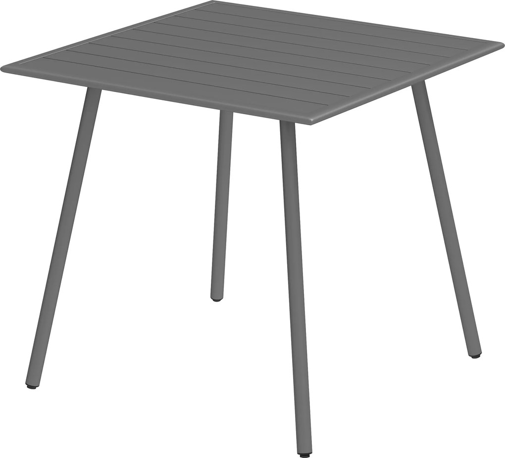 Outsunny Kerti Asztal Acél 80 x 80 x 74 cm Időjárásálló Büféasztal Acél Vázal, Csúszásmentes Kempingasztal 4 Fő Részére Erkélyasztal Teraszasztal Kült