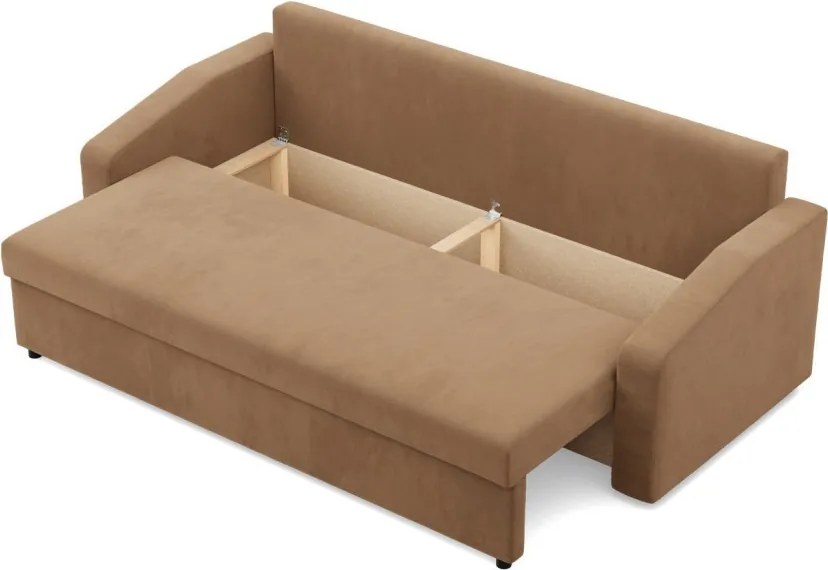 Zeus kanapéágy, szövet anyag, hab töltet, döntött kartámasz, barna