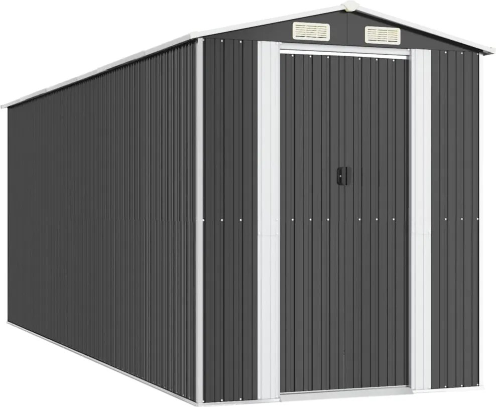 vidaXL antracitszürke horganyzott acél kerti fészer 192 x 523 x 223 cm