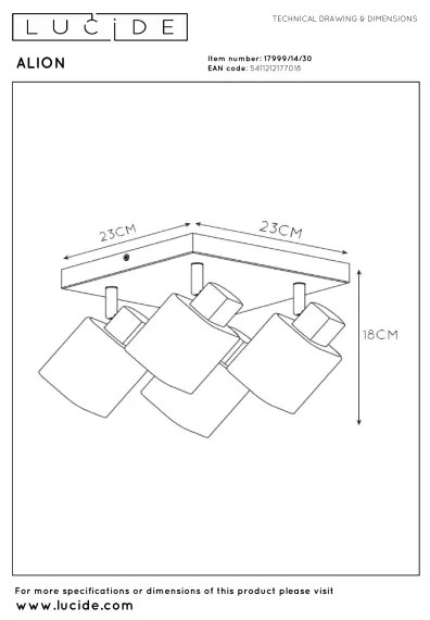 Lucide 17999/14/30 - ALION spotlámpa 4xE14/25W/230V