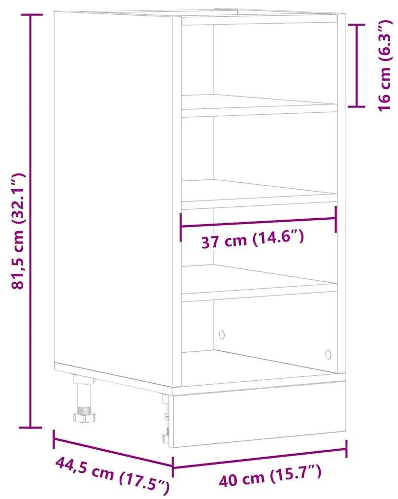 “Riga” fekete forgácslap alsószekrény 40x44,5x81,5 cm