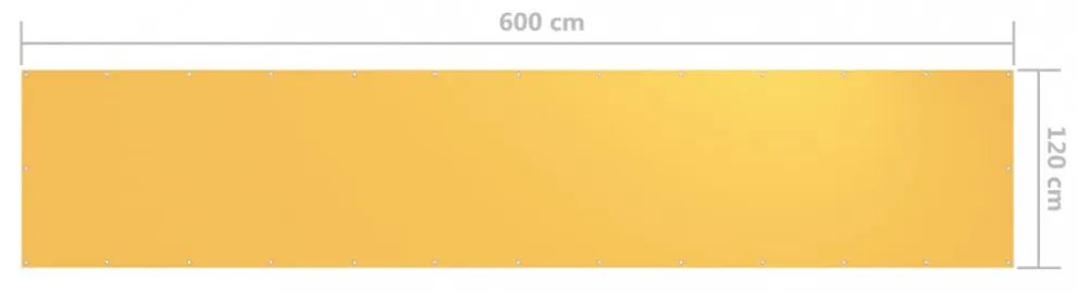 sárga oxford-szövet erkélyparaván 120 x 600 cm