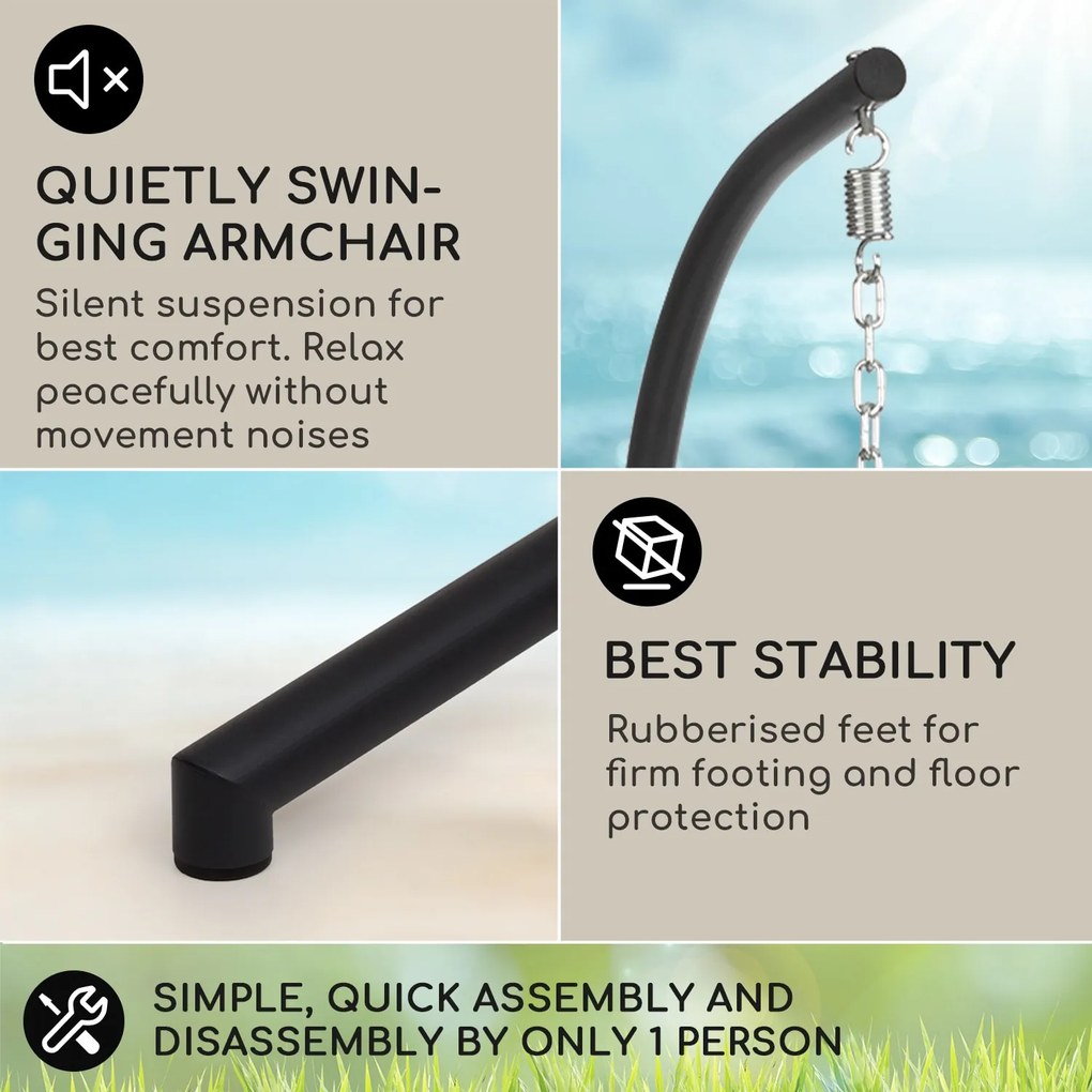 Blumfeldt Biarritz Double, függőszék, dupla ülés, párna, poliészter, alumínium, polirattan, 260 kg