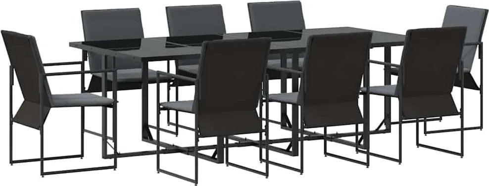 vidaXL Kert étkező szett 9 pcs Fekete Acél