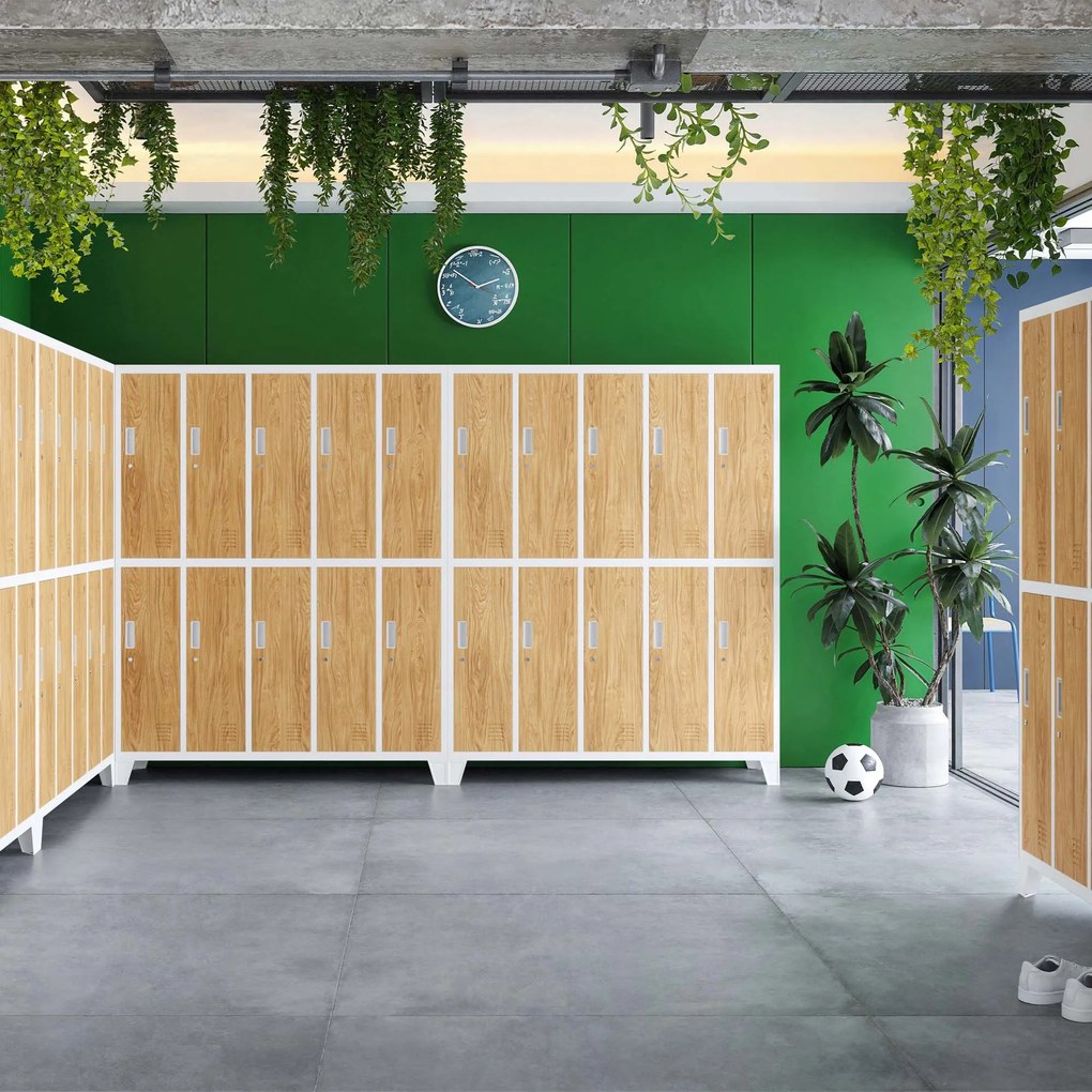 10 ajtós öltözőszekrény, fehér/arany tölgy, 1360x1720x450 mm: BARTEK Eco Design