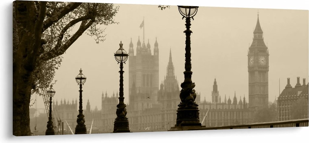 Kép - London a ködben, Anglia (120x50 cm)