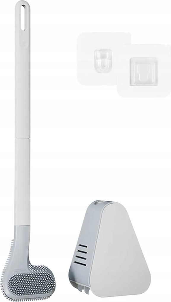 Wc kefe Szilikon Állvánnyal Fali tartóval Fehér-Szürke