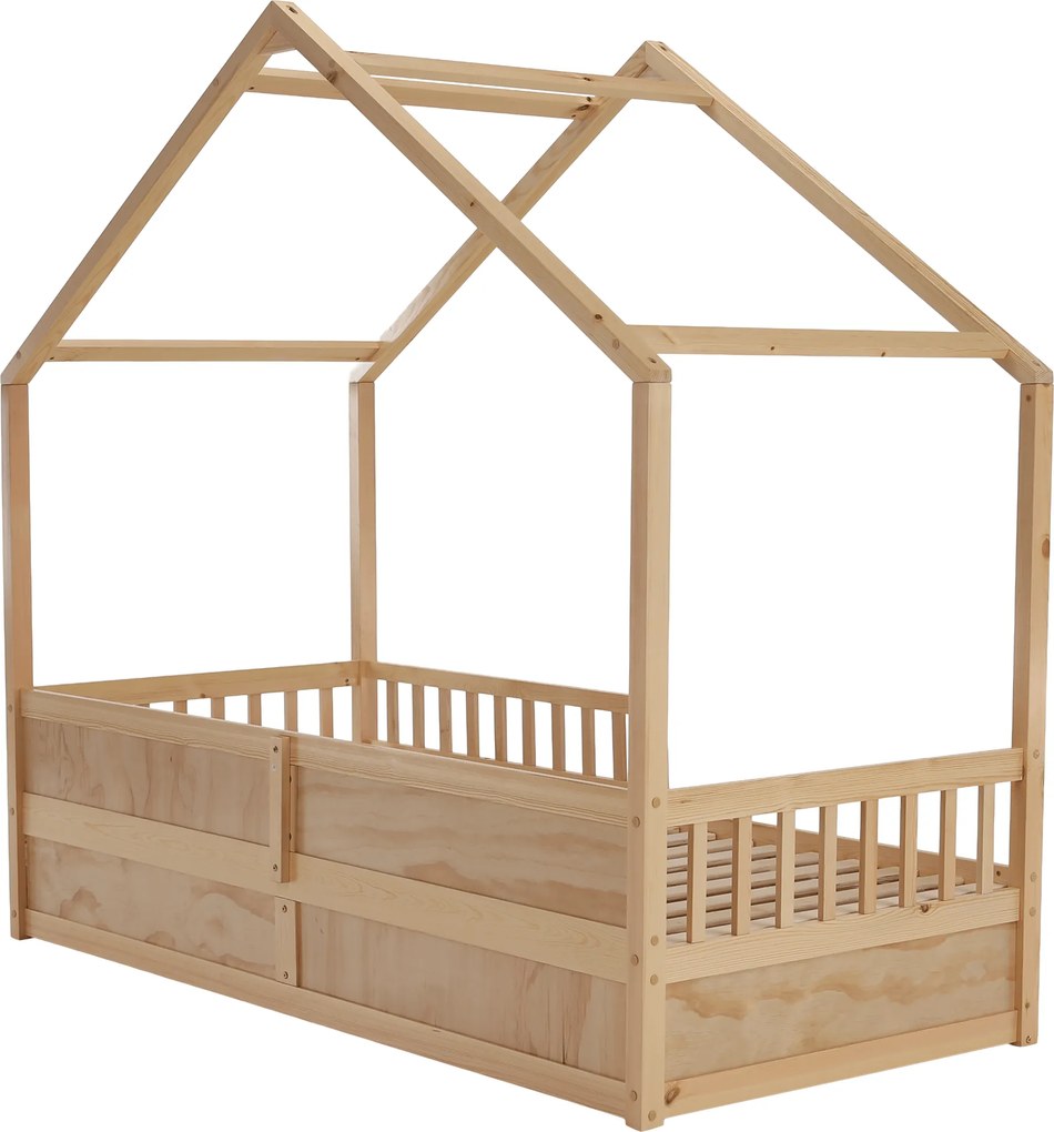 Montessori ágy, 90x200, természetes, tömör, BIANKA