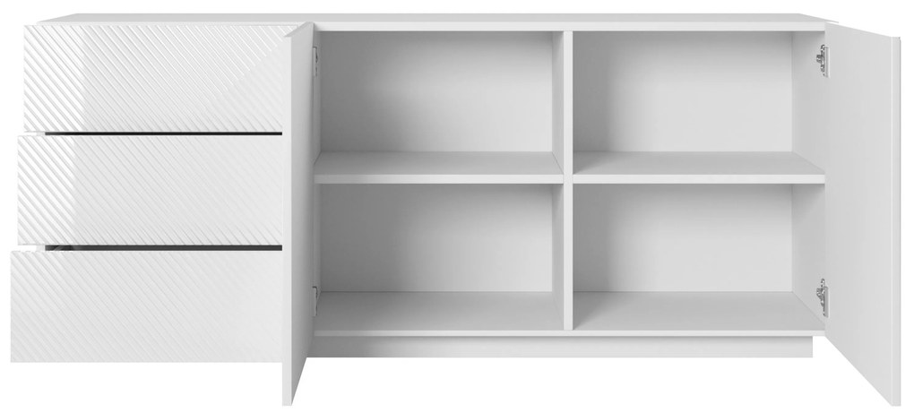 Asha komód 167 cm kétajtós fiókos - fehér magasfényű