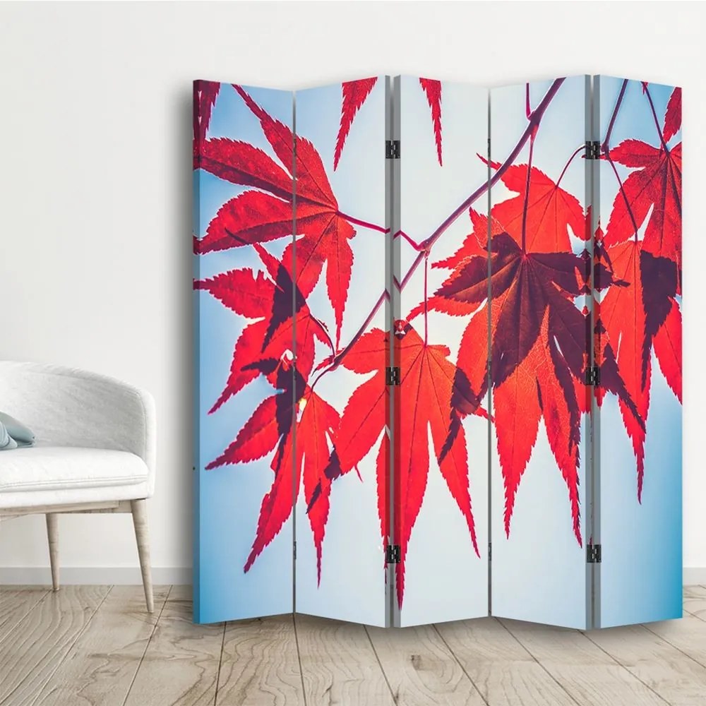 Gario Paraván Vörös levelek osszel Méret: 180 x 170 cm, Kivitelezés: Klasszikus paraván