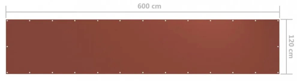 terrakotta oxford-szövet erkélyparaván 120 x 600 cm