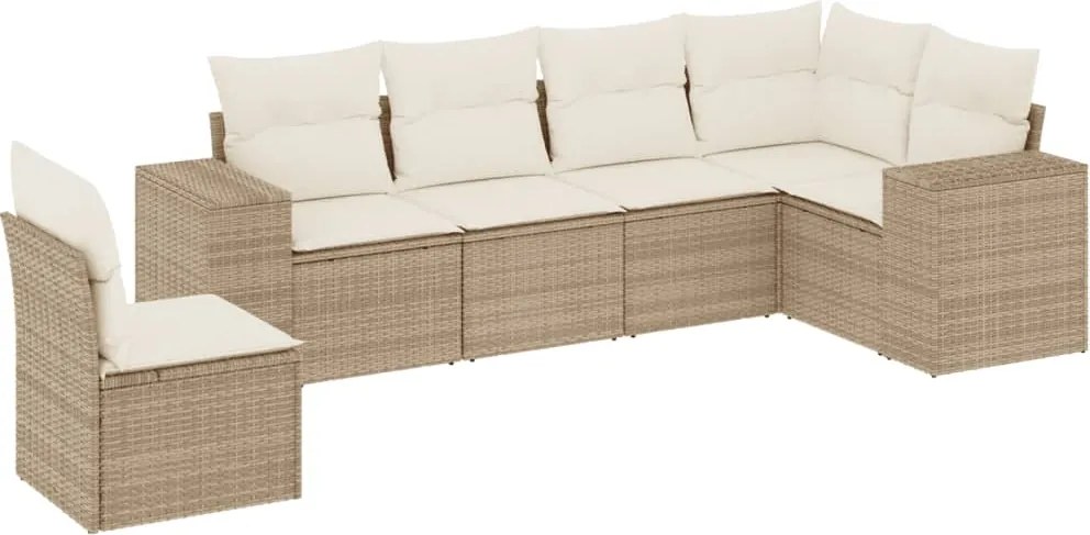 vidaXL 6 részes bézs polyrattan kerti ülőgarnitúra párnával