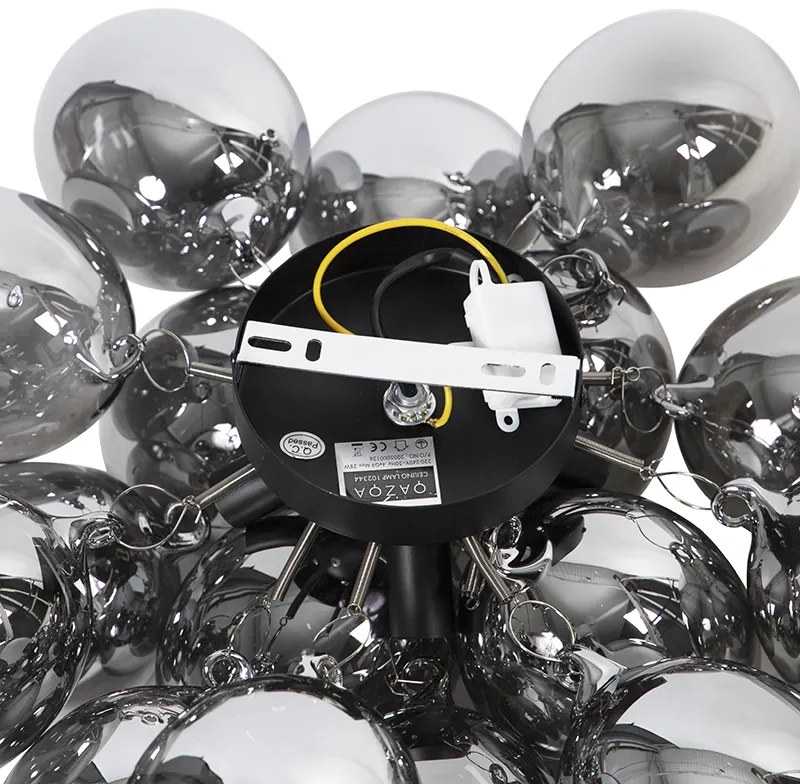 Design mennyezeti lámpa fekete füstüveggel 4 lámpás - Uvas