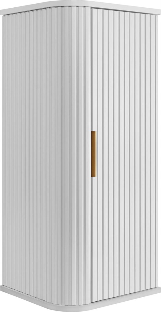 Fürdőszoba szekrény Függő féloszlop 79 Cm Bordázott Fehér Ovális Mdf frontok