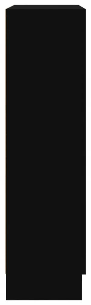 fekete szerelt fa vitrinszekrény 82,5 x 30,5 x 115 cm
