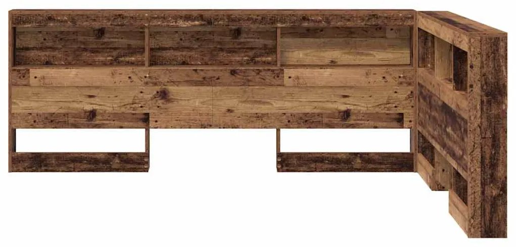 Tároló fejtámla polcokkal fejtámlával Régi fa 135 cm Faanyag