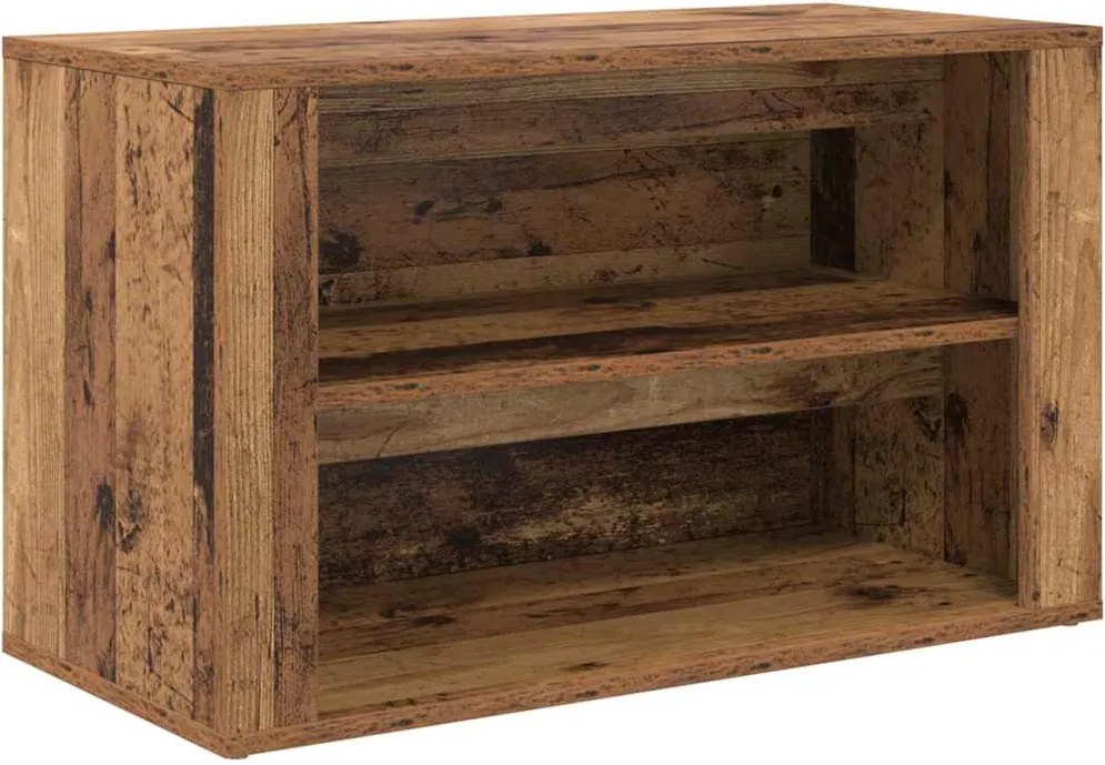 vidaXL Cipőtartó polcokkal tárolóval Régi fa 75 x 35 x 45 cm Faanyag