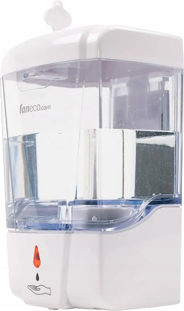 Érintésmentes fali szappan- vagy folyadékadagoló Faneco 0,7L Átlátszó fehér