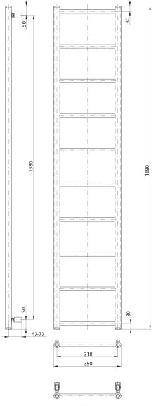 Sapho - Fürdőszobai radiátor DINA 334W 35x168 cm matt fekete