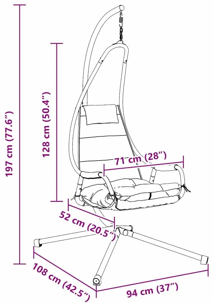 Függő tojás szék Antracit 94 x 107 x 196.5 cm Acél