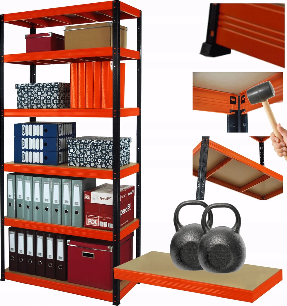 Műhelypolc fém állvány Helios 196x110x45cm 6Px275kg Erős Lengyel