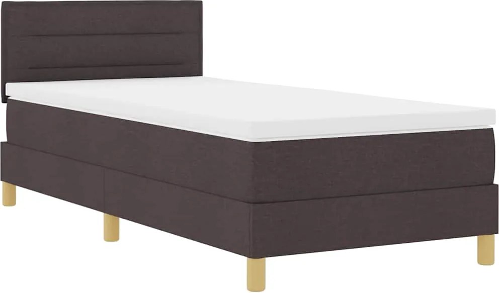 vidaXL LED Box Spring Ágy matracmal Sötét Barna 90 x 190 cm szövet