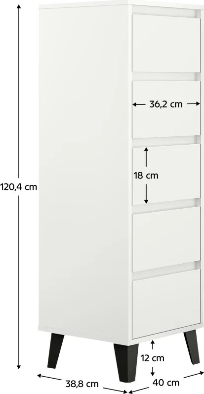 Komód, fehér, BOGAN 5S40