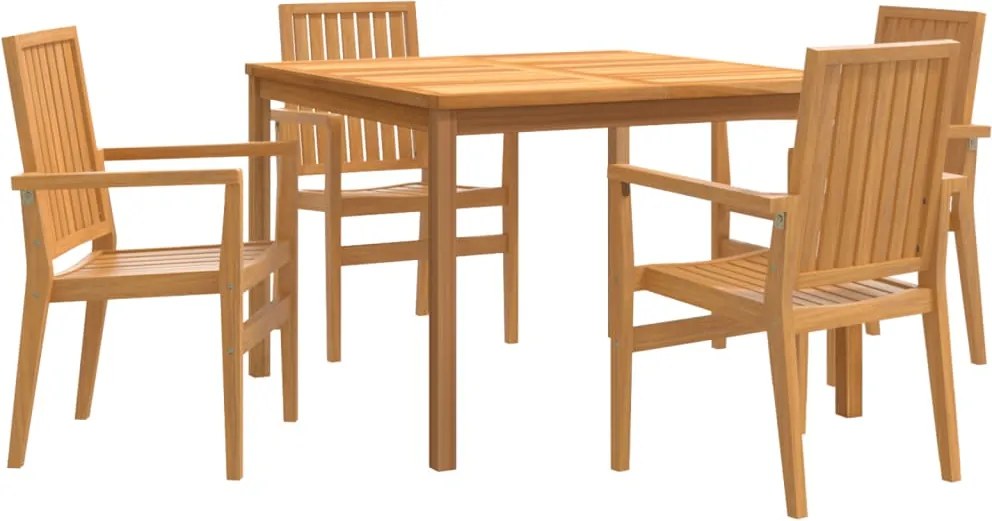 vidaXL 5 részes tömör tíkfa kerti étkezőgarnitúra