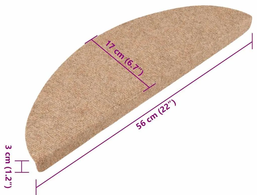 15 db bézs öntapadó lépcsőszőnyeg 56x17x3 cm
