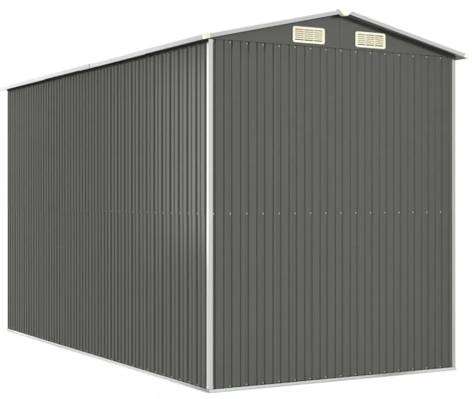 világosszürke horganyzott acél kerti fészer 192 x 357 x 223 cm