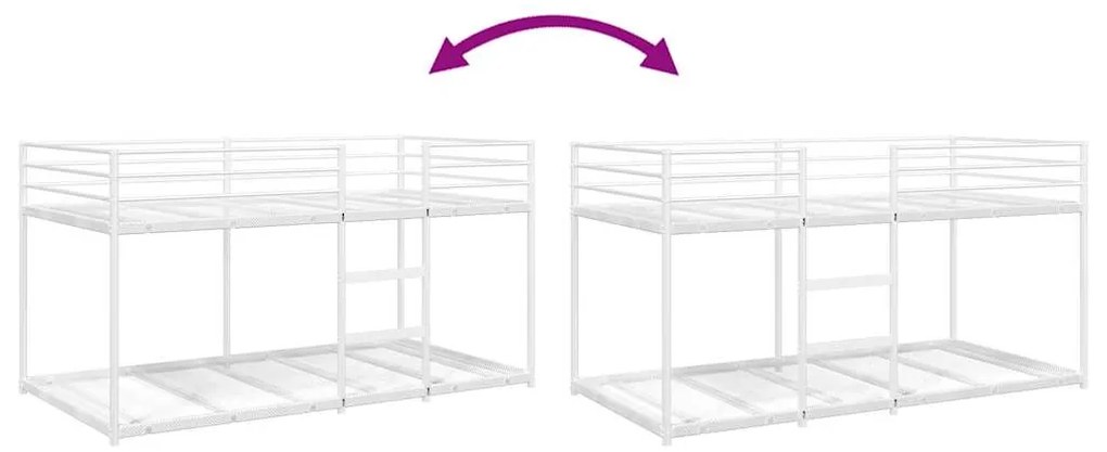fehér acél emeletes ágy matrac nélkül 100 x 200 cm