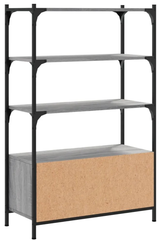 3 szintes szürke sonoma szerelt fa könyvespolc 70x30x109,5 cm