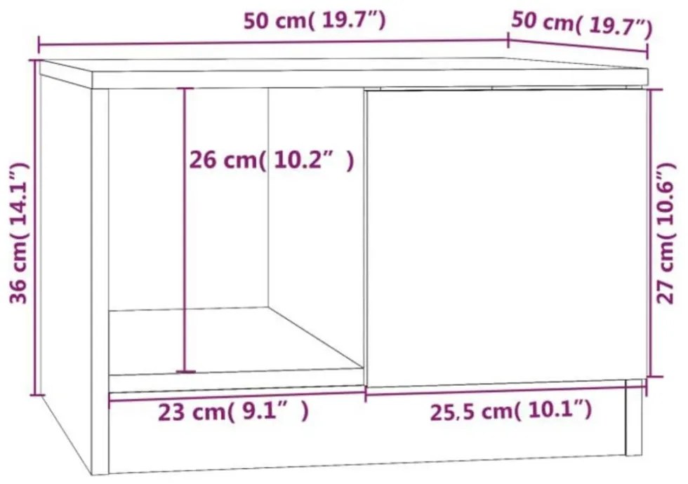 betonszürke szerelt fa dohányzóasztal 50 x 50 x 36 cm