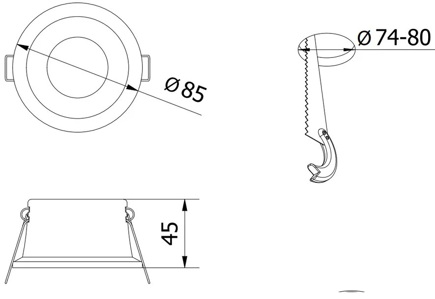 Lámpa Mennyezeti lámpatest ELVA, IP54, Ø85x45mm,kör, fehér/réz