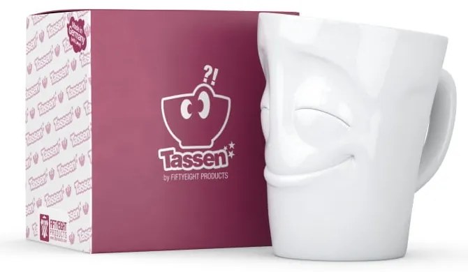 'Elégedett' fehér porcelánbögre, 350 ml - 58products