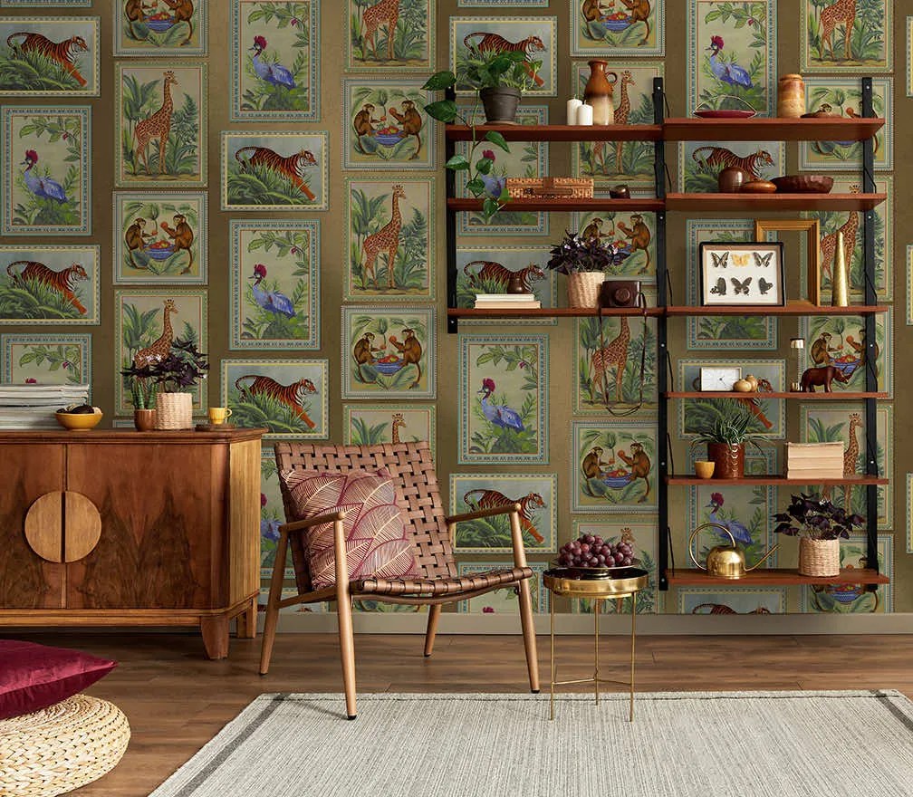 Holden Decor Wanderlust Menagerie arany állatos vlies tapéta – 92010
