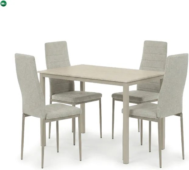 4 személyes étkezőszett szürke székekkel, krémszínű asztallal, asztal méret: 110x70x75cm, ASE-1039 CRM2