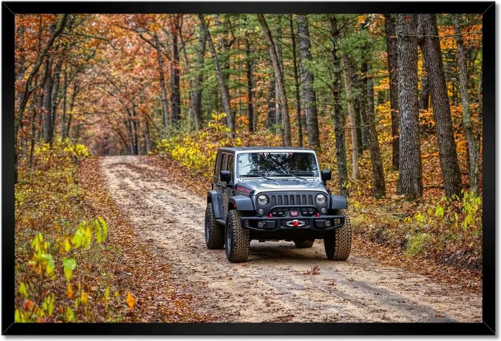 Poszterek keretben 60x40 Jeep Wrangler az erdőben
