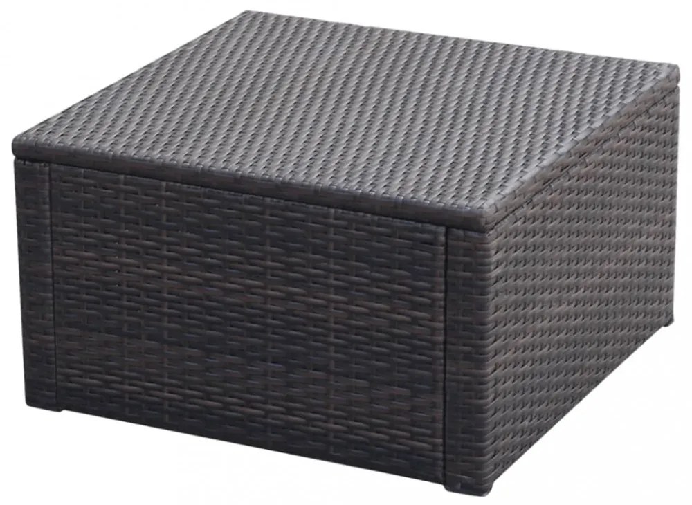 Barna polyrattan ottomán zsámoly 53x53x30 cm