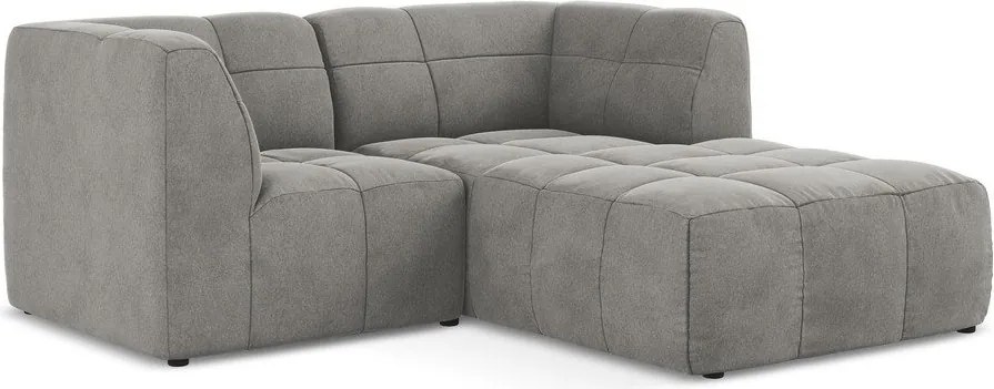 Szürke bársony sarokkanapé (jobb oldali-heverő résszel) Aloha – Makamii