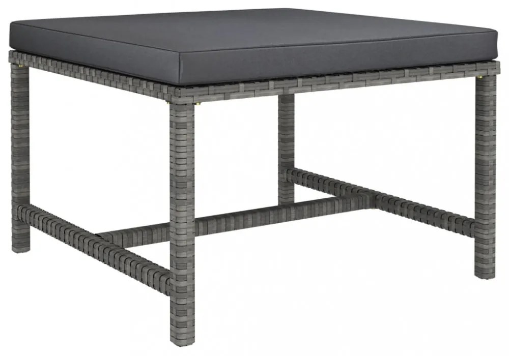 11 részes szürke polyrattan kerti ülőgarnitúra párnákkal