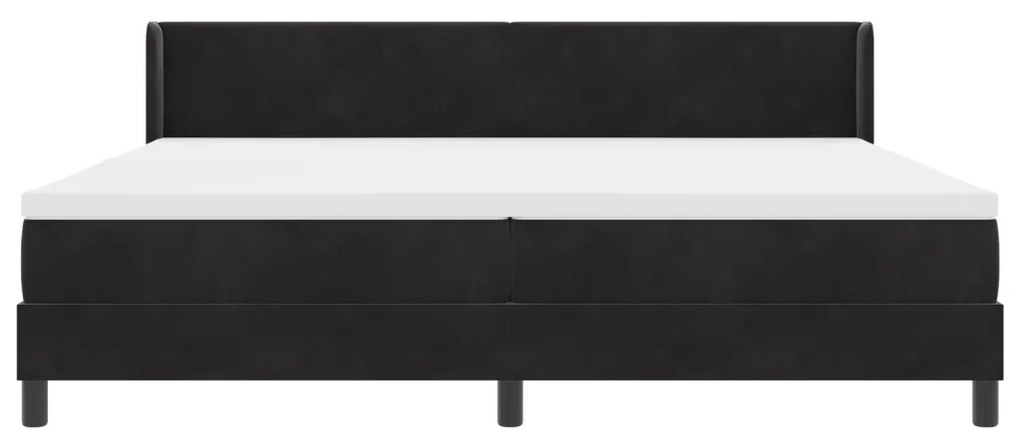 Boxspring Ágy Mattal Fekete 200x200 cm Bársonyos