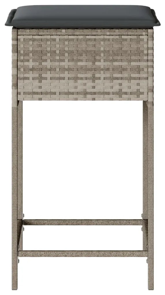 2 db világosszürke polyrattan kerti bárszék párnával