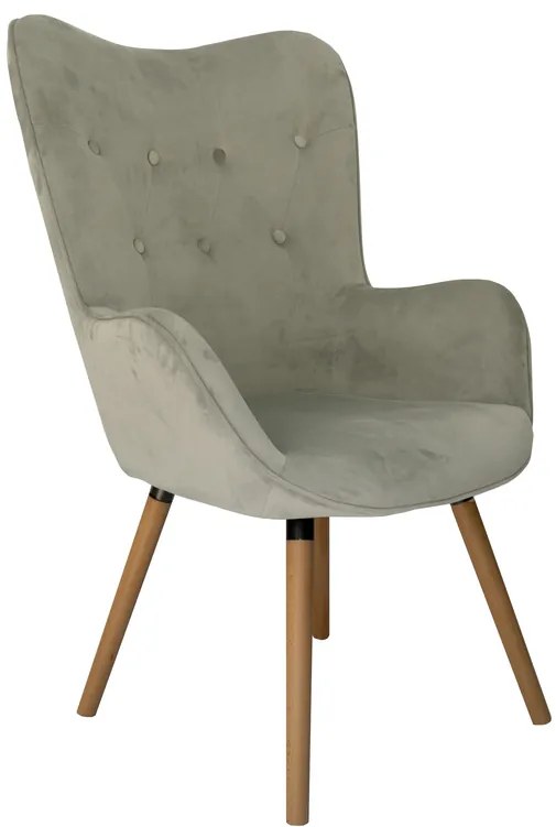 Világosszürke bársony fotel COZY