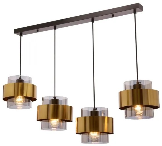 Csillár zsinóron SPIEGA 4xE27/60W/230V arany/fekete