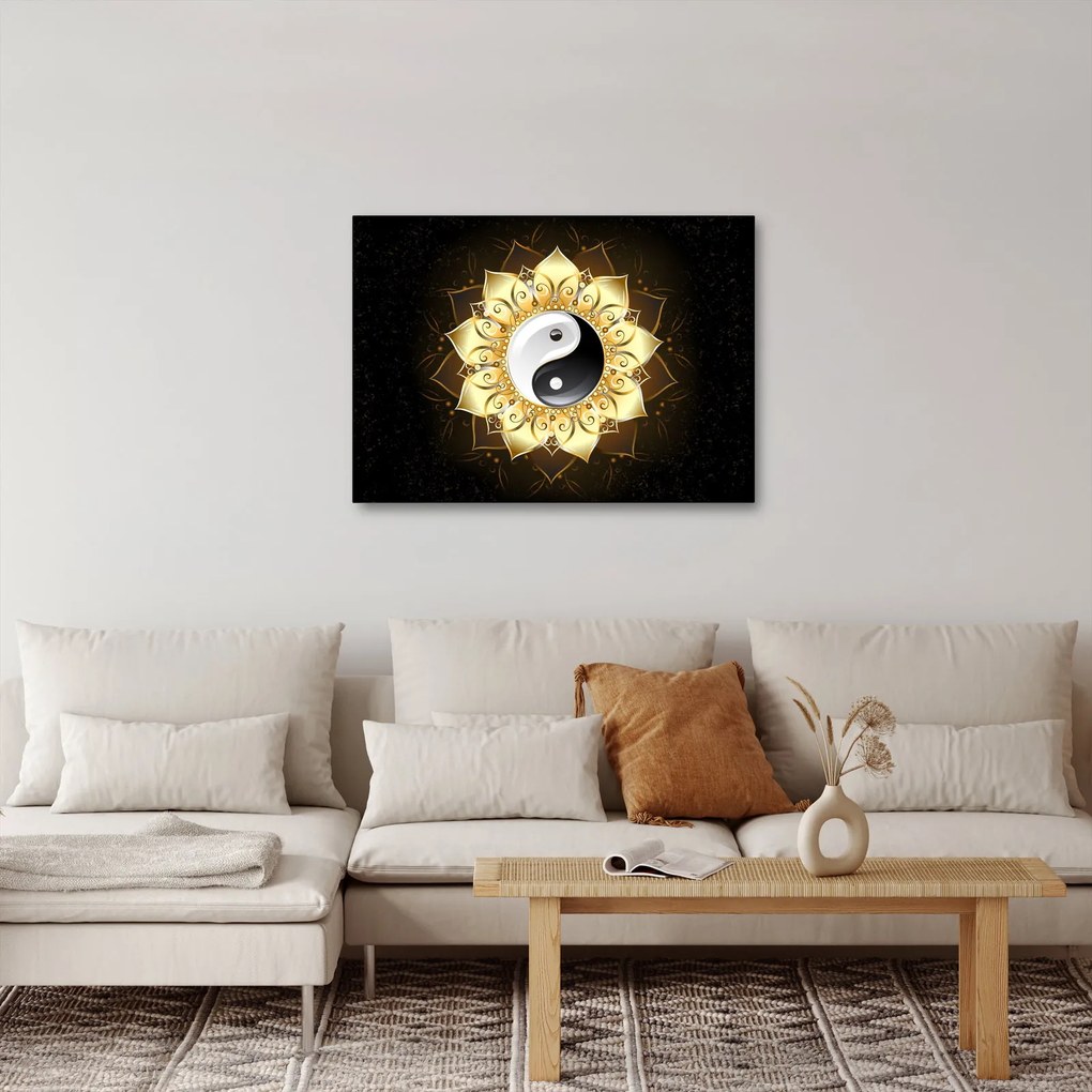 Kép - arany yin-yang (70x50 cm)